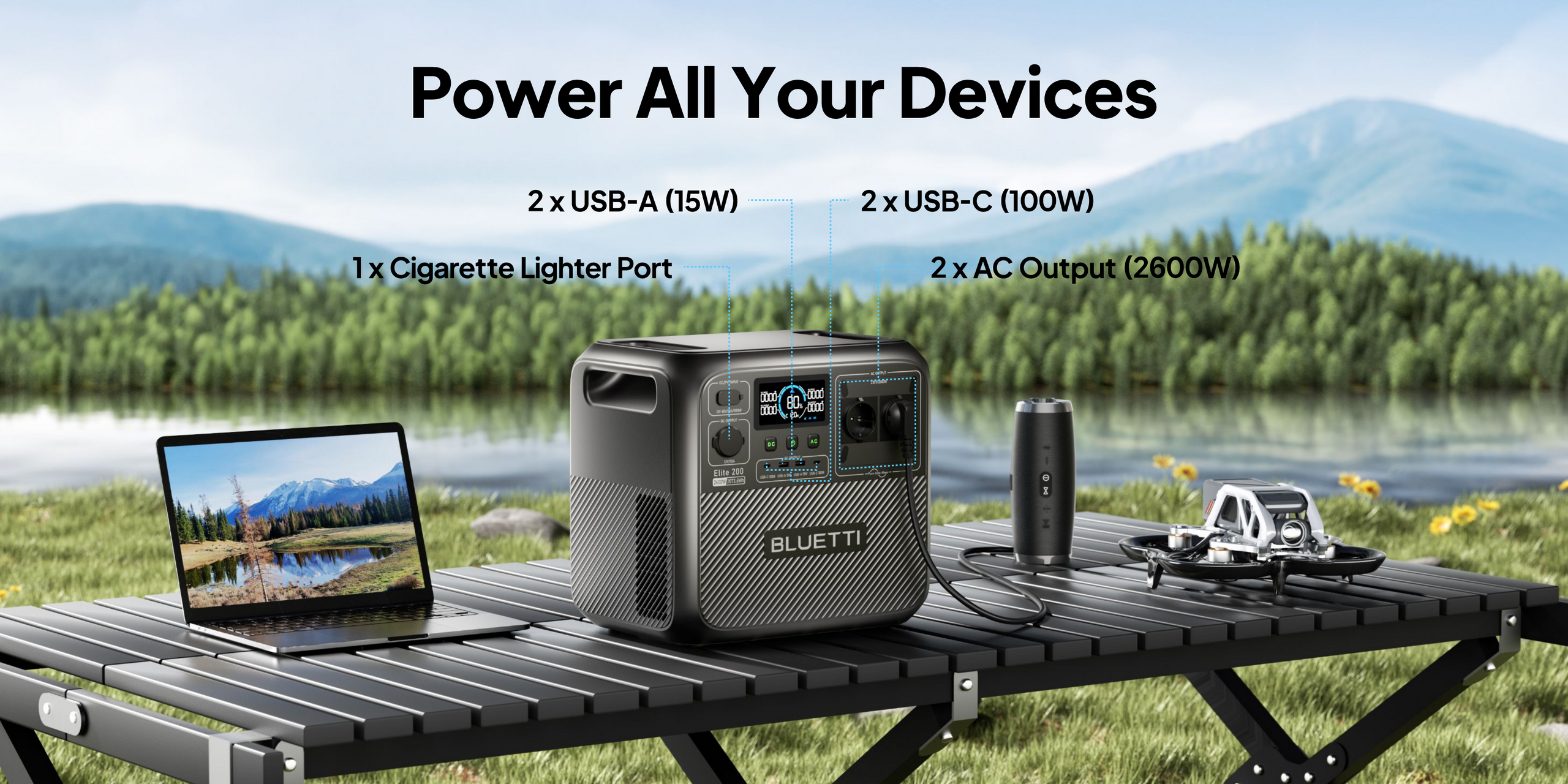 BLUETTI Elite 200 V2 Portable Power Station | 2.073,6Wh 2.600W